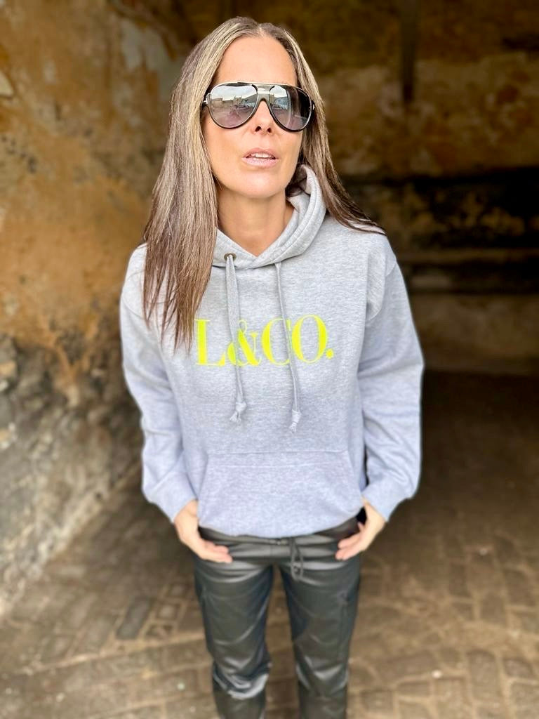 Sudadera con capucha LCO gris neón amarillo