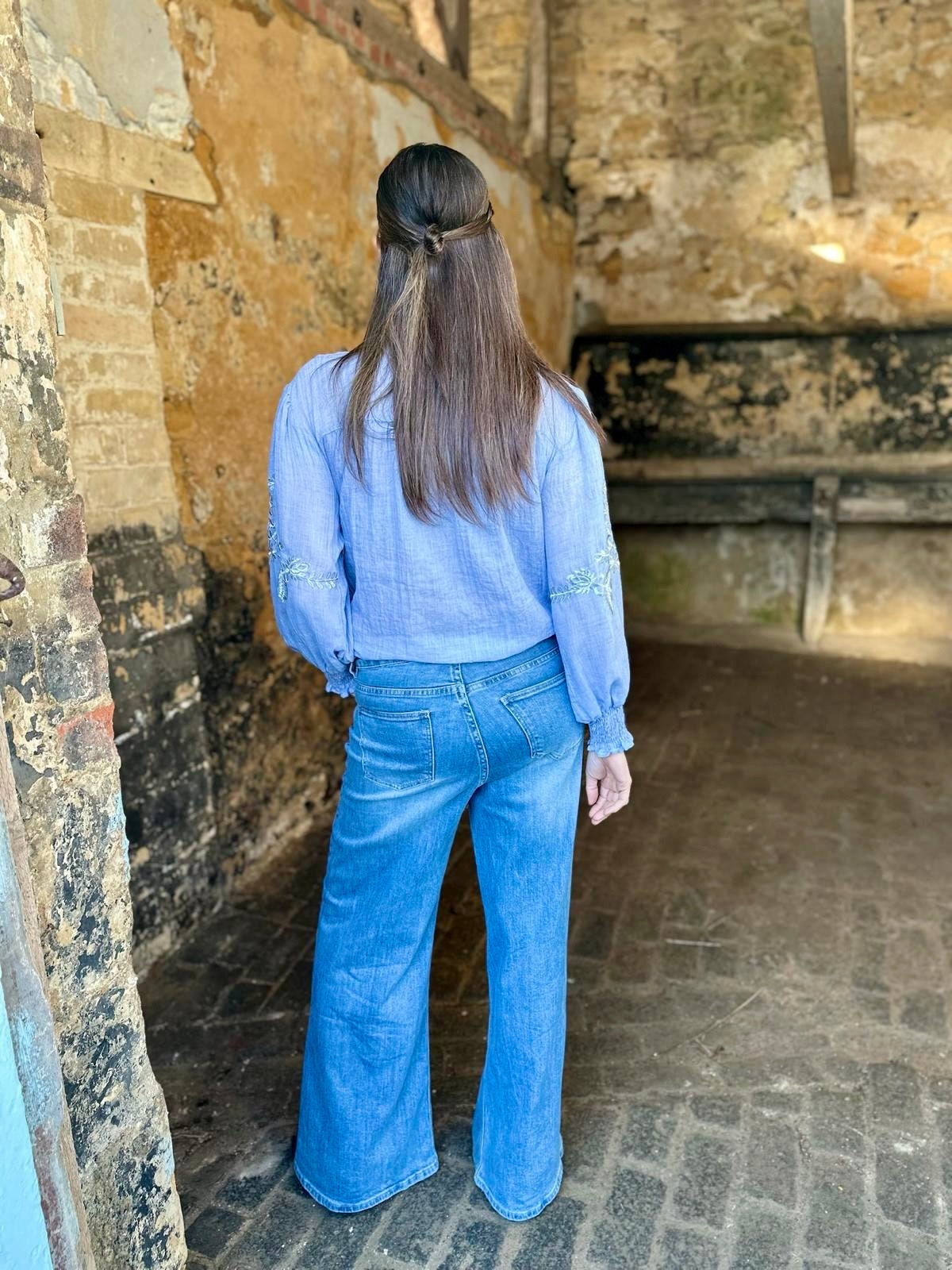 Neomie Embroidered Blouse Blue