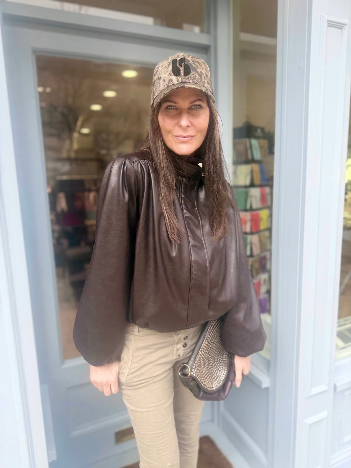 Maz Faux Leather Jacket - Choc