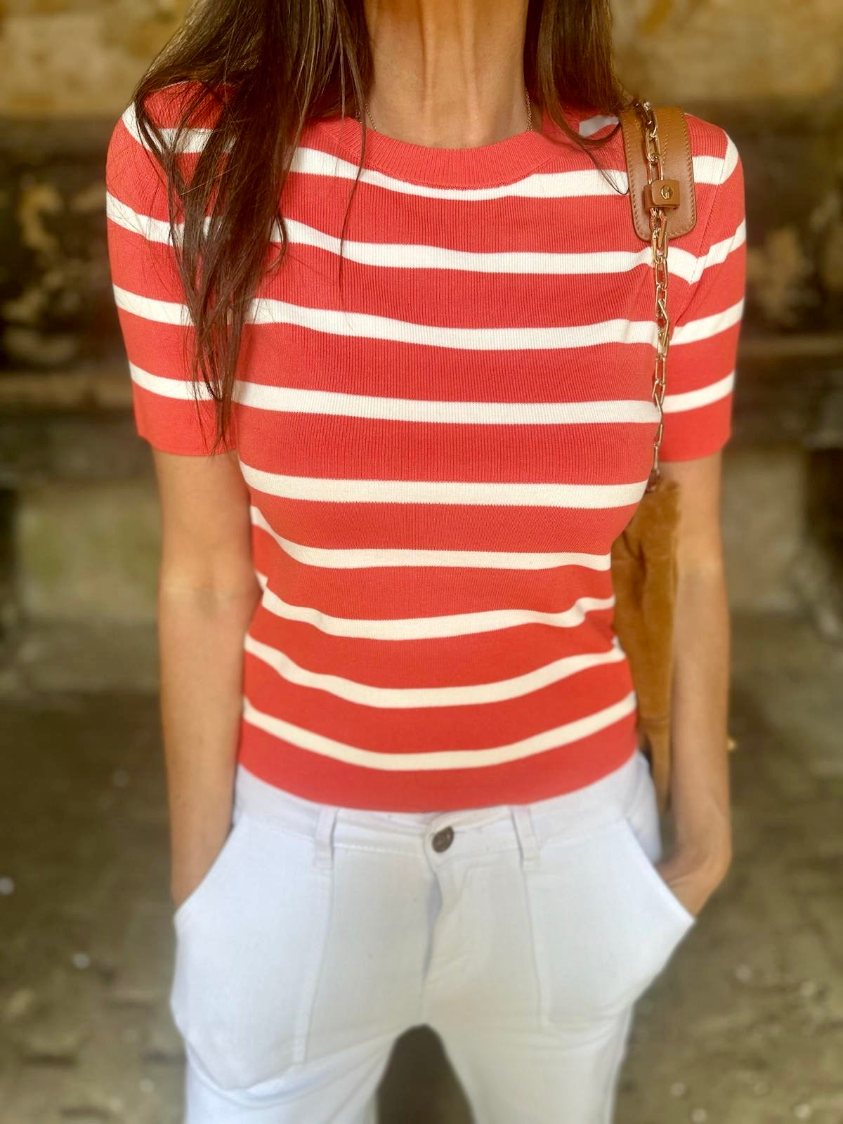 Cassia Knit - Red/White