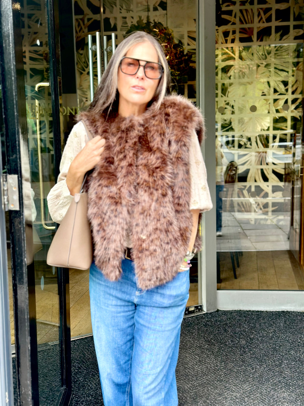 Bam Animal Print Faux Fur Gilet