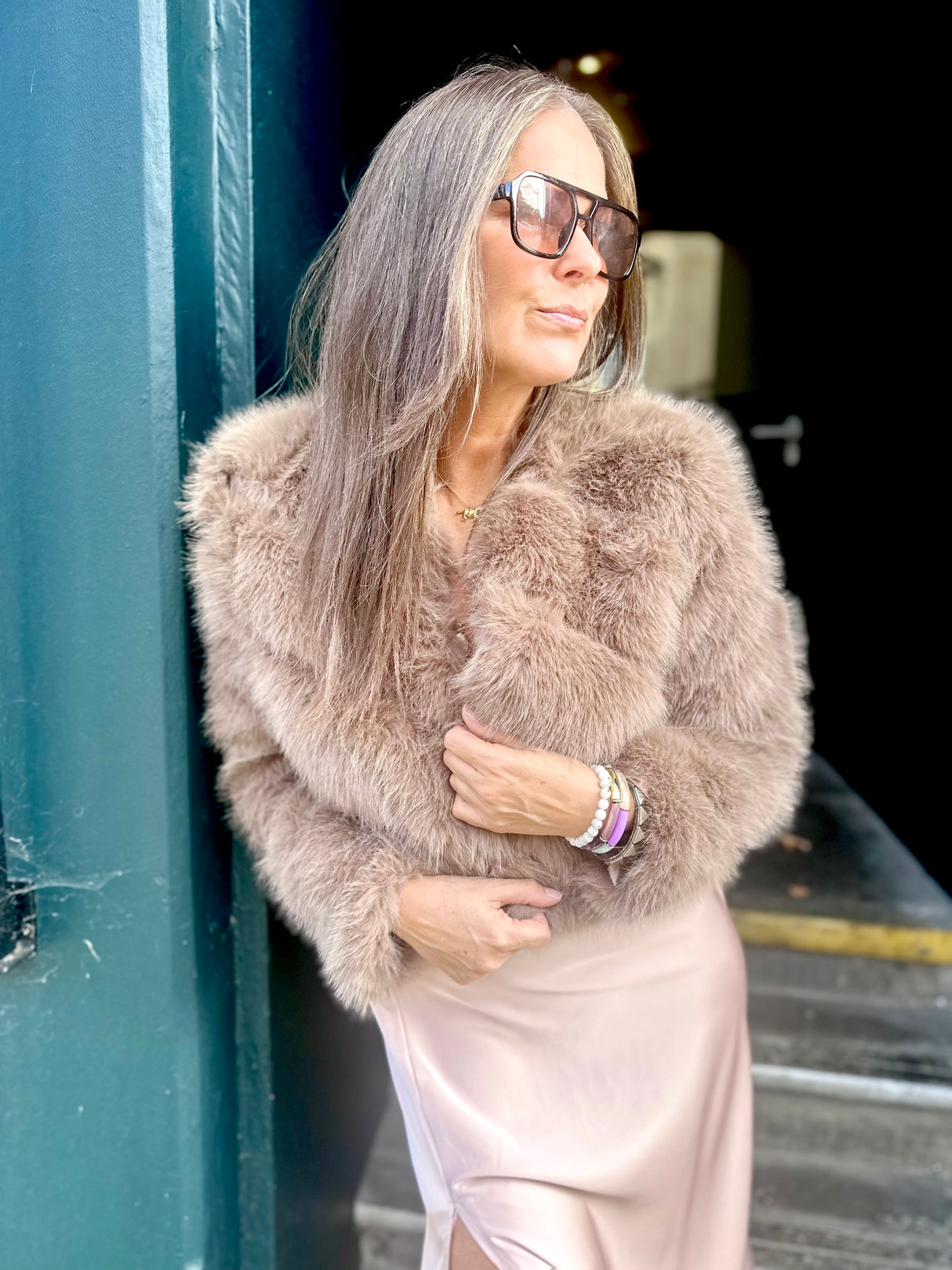 Anastasia Faux Fur Coat - Latte