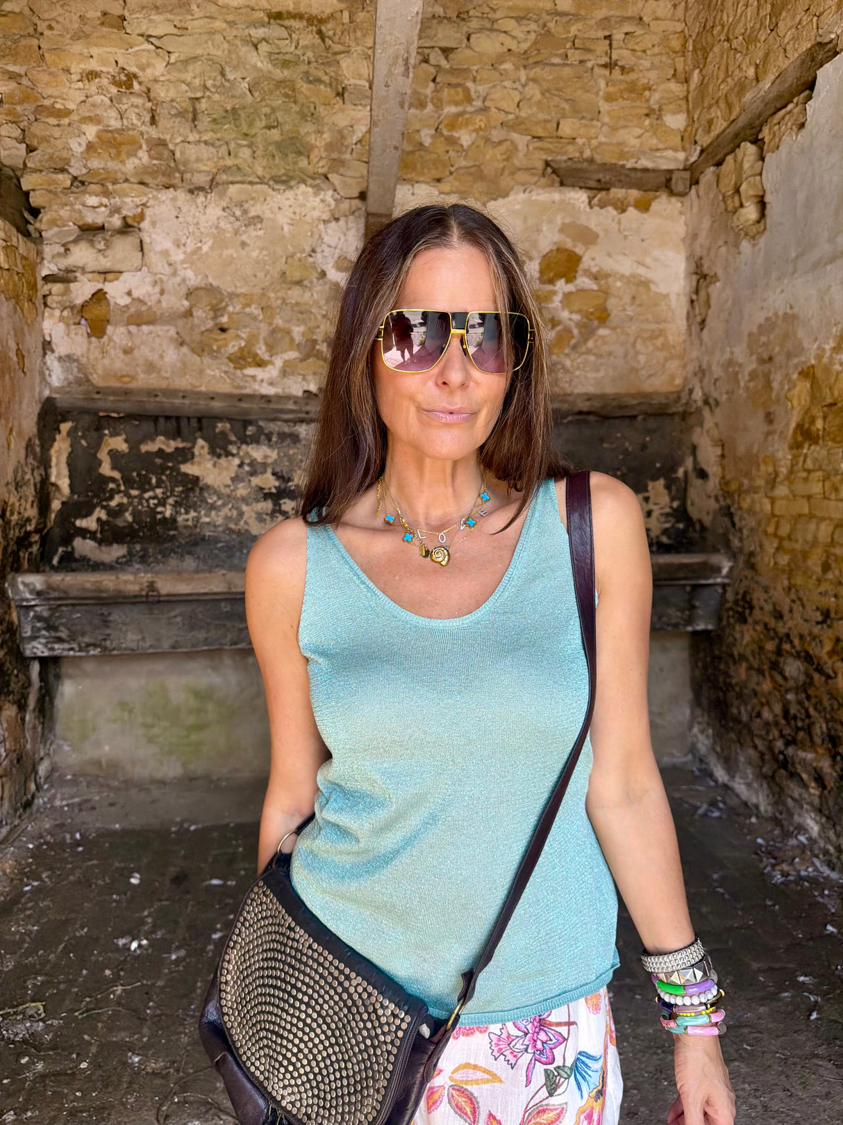 Bluebell Metallic Tank Top - Blue