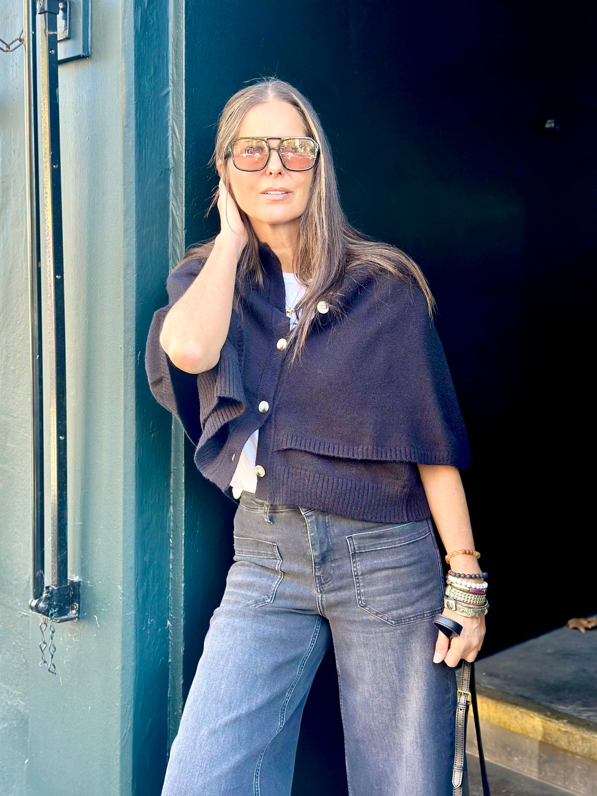 Joy Knitted Cape - Black