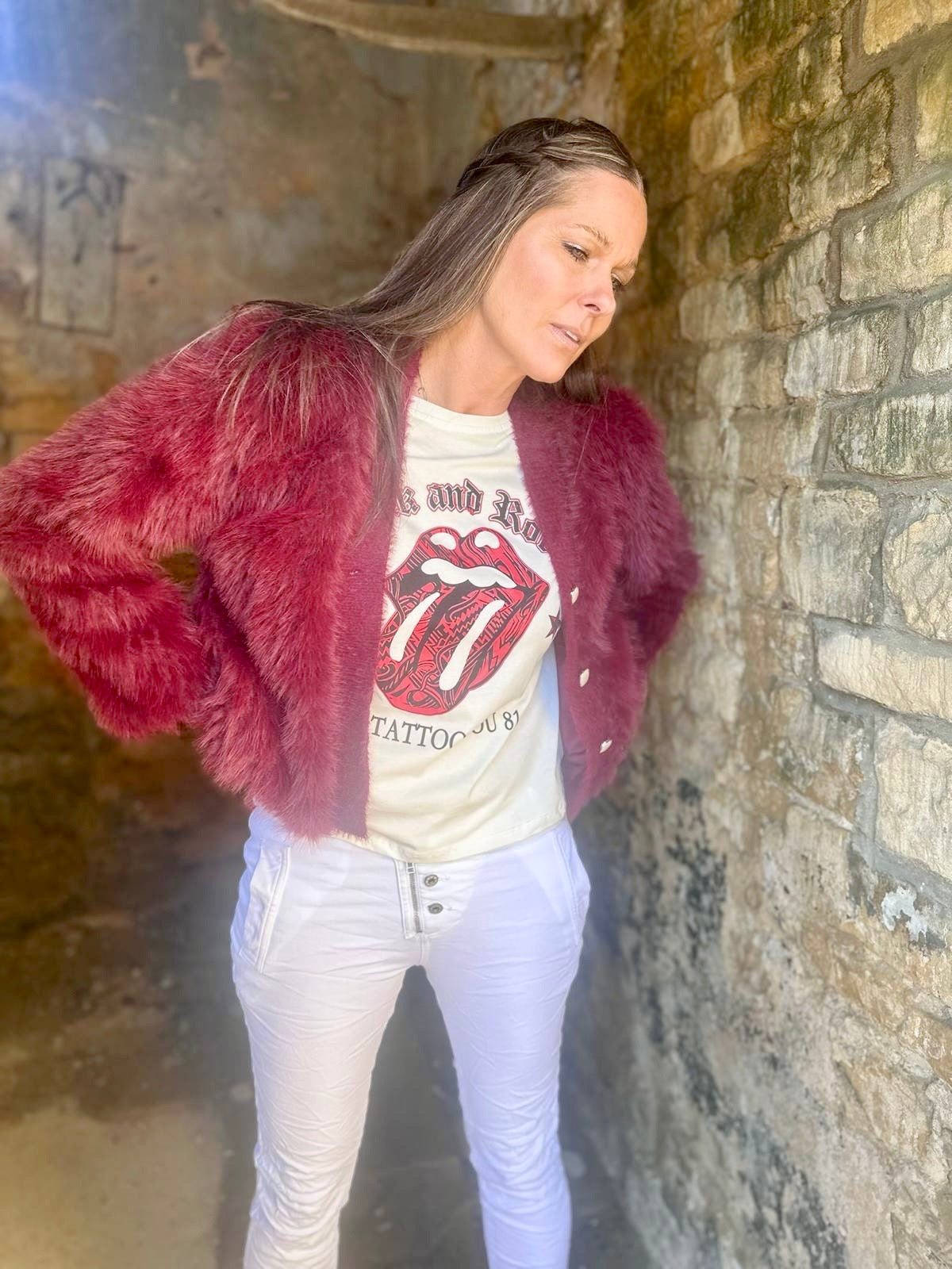 Kennedy Faux Fur Jacket - Wine