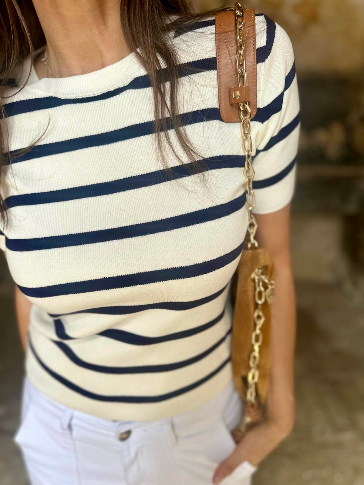 Cassia Knit - White/Navy