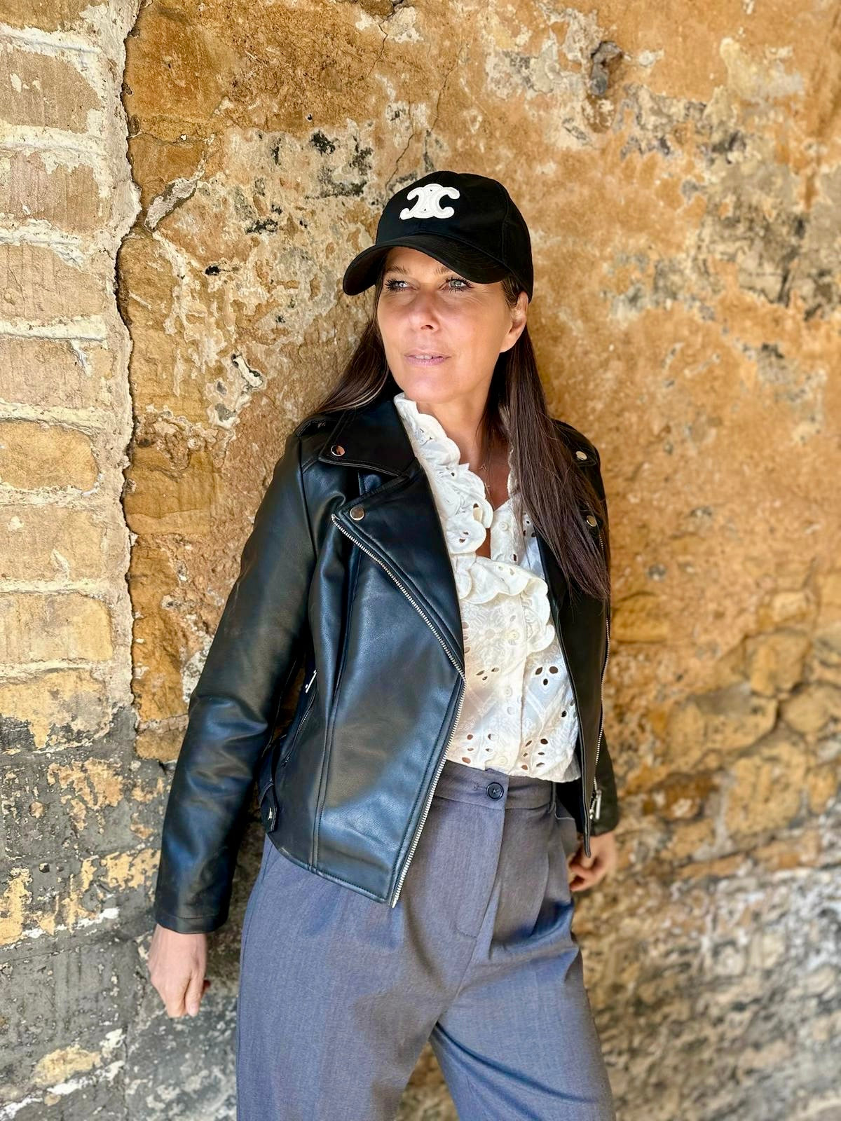 Biker Jacket With Collar - Black