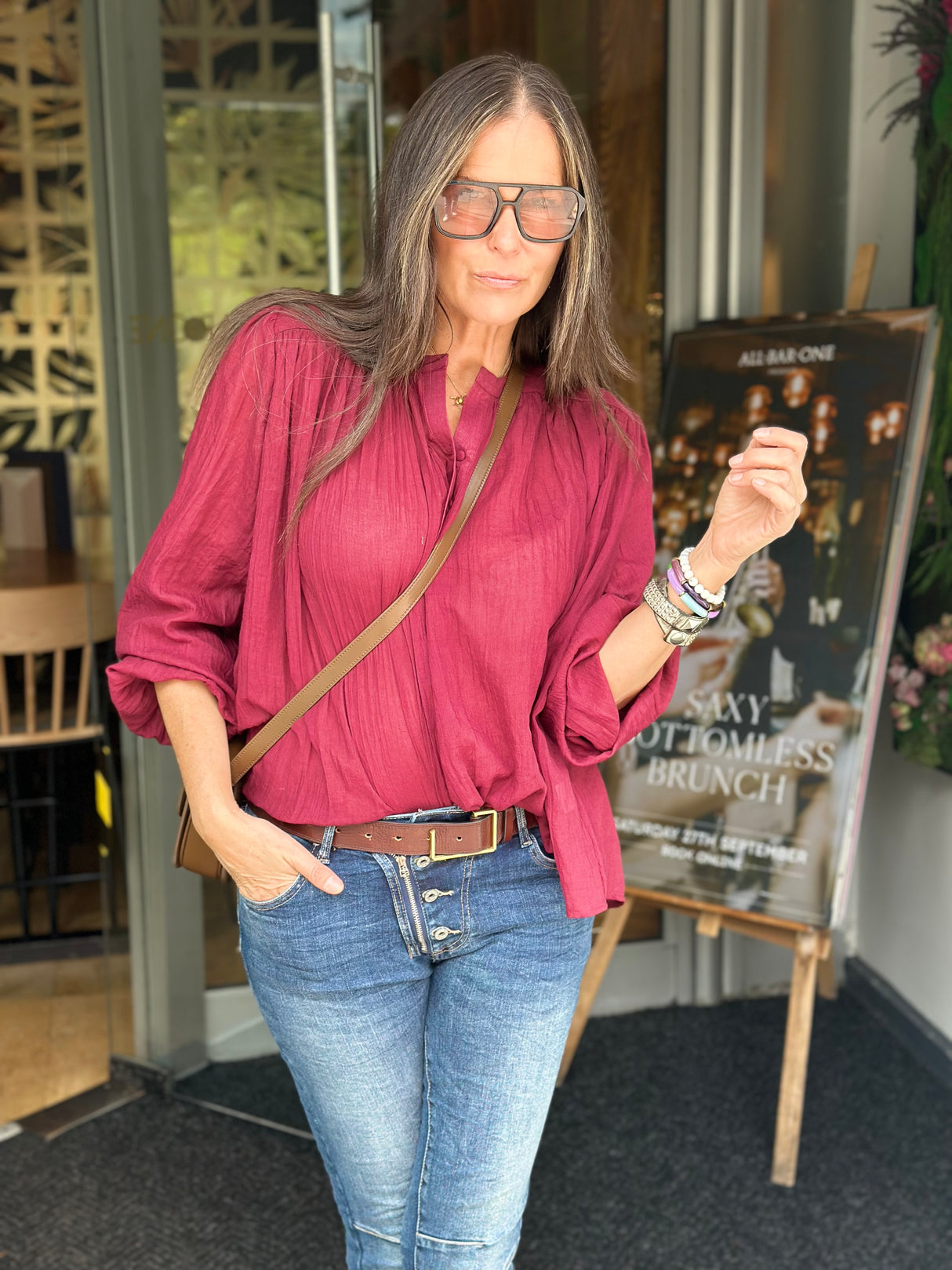 JoJo Floaty Blouse - Bordeaux