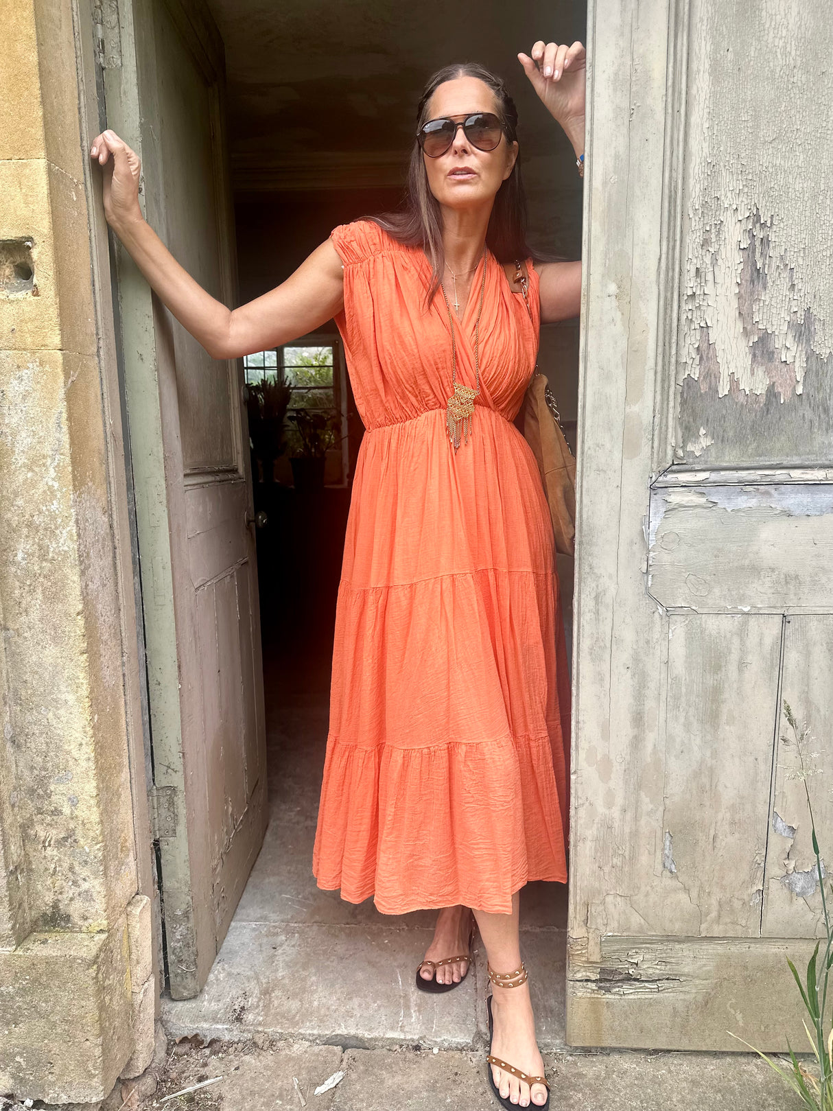Belle Maxi Dress - Sunset Orange