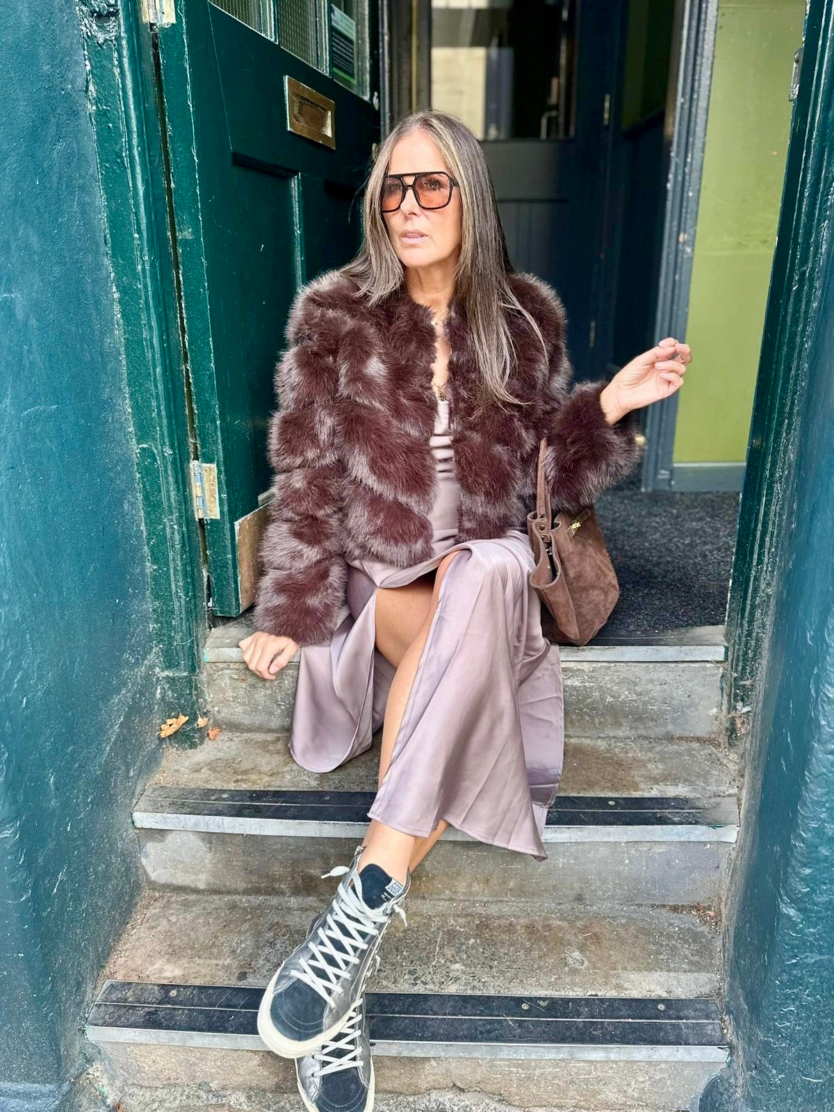 Anastasia Faux Fur Coat - Chocolate