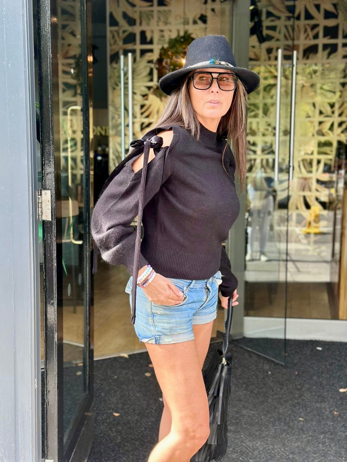 Keeley Cold Shoulder Knit - Black