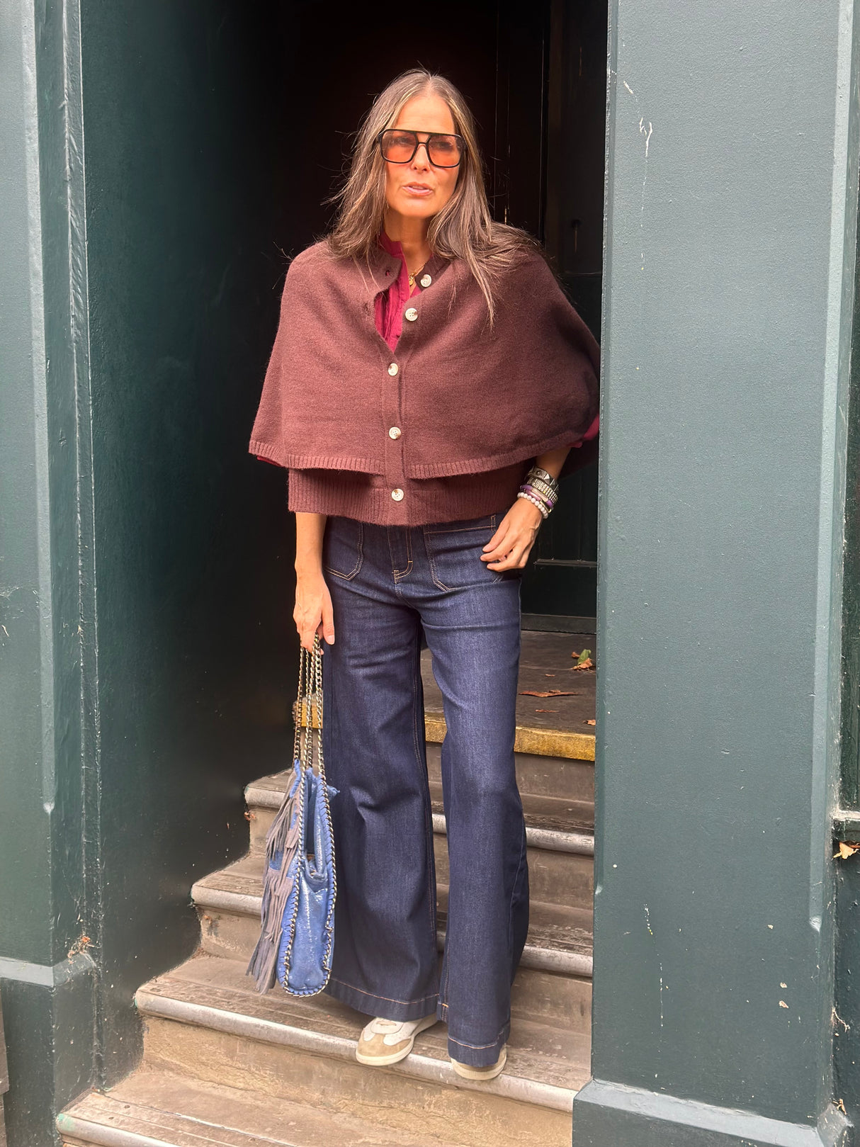 Joy Knitted Cape - Chocolate