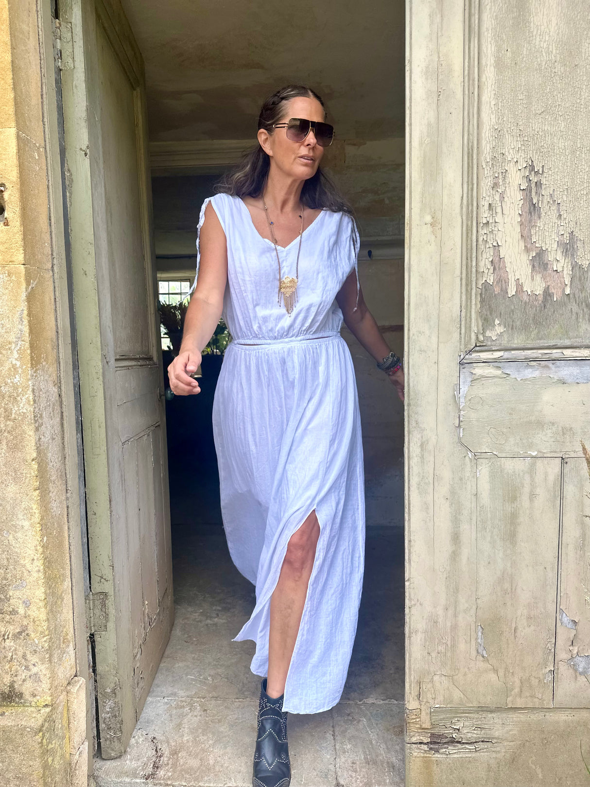 Zahra Cut Out Maxi - White