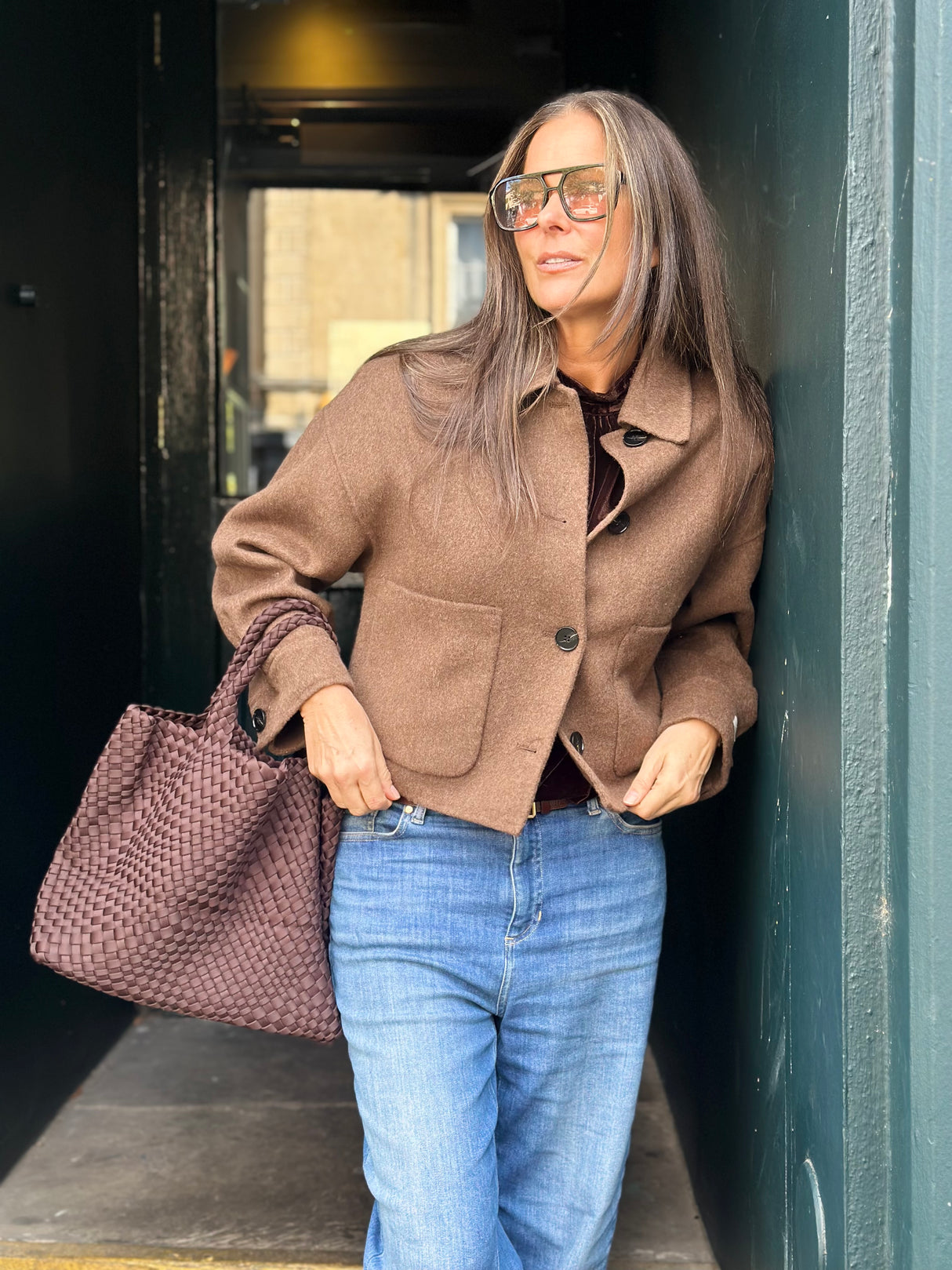 Reece Cropped Jacket - Brown