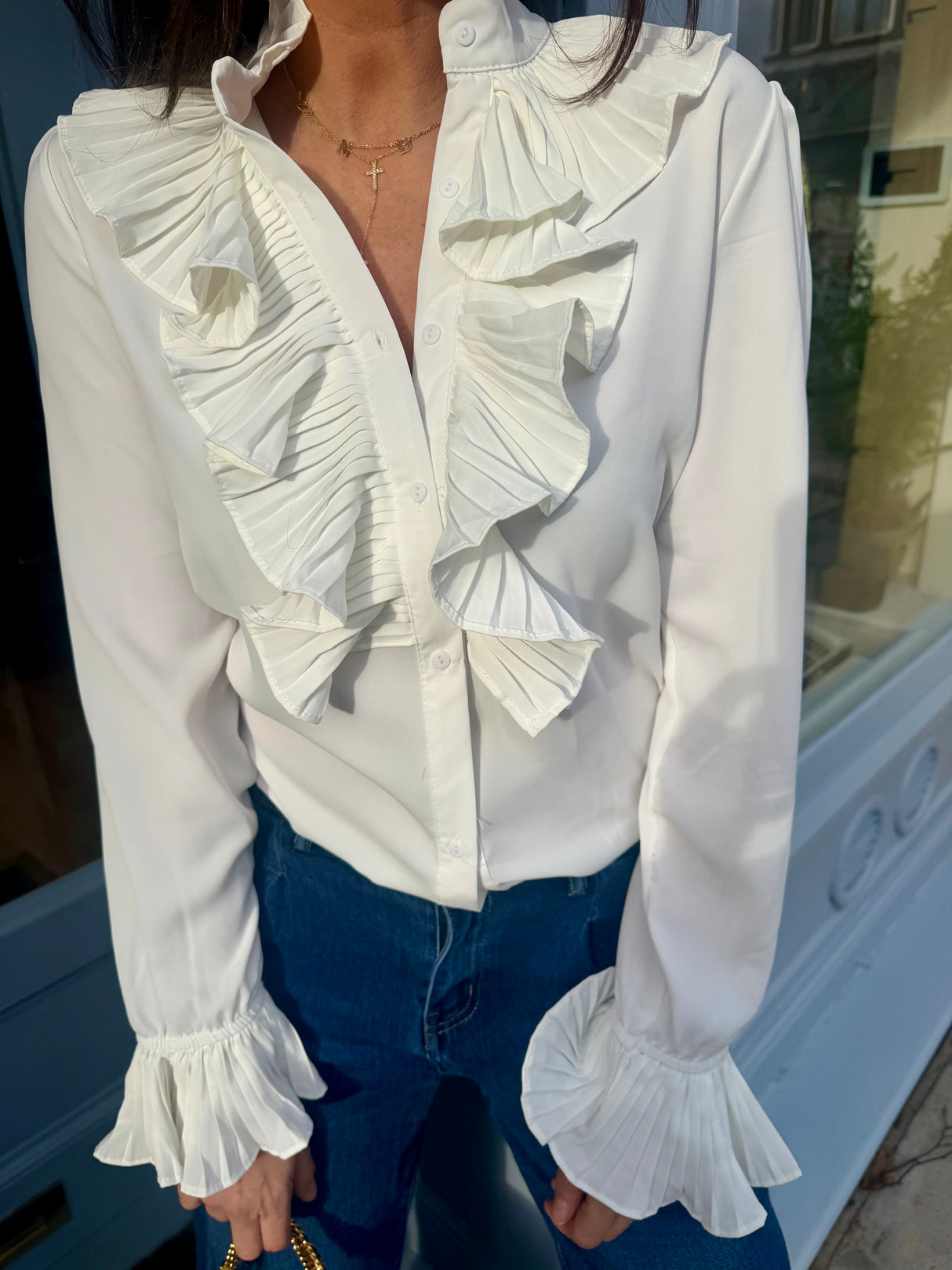 Sally Ruffle Blouse - White