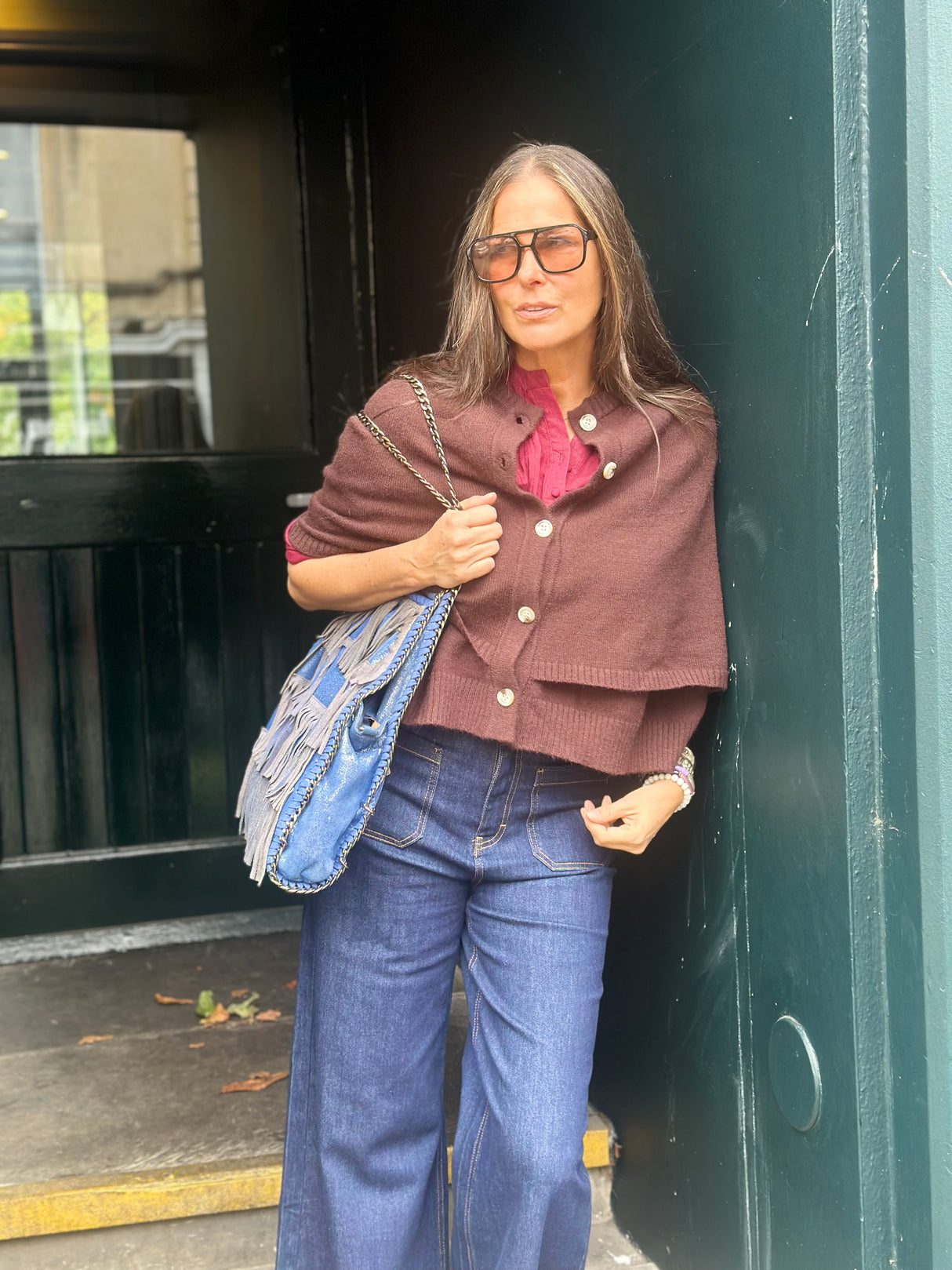 Joy Knitted Cape - Chocolate