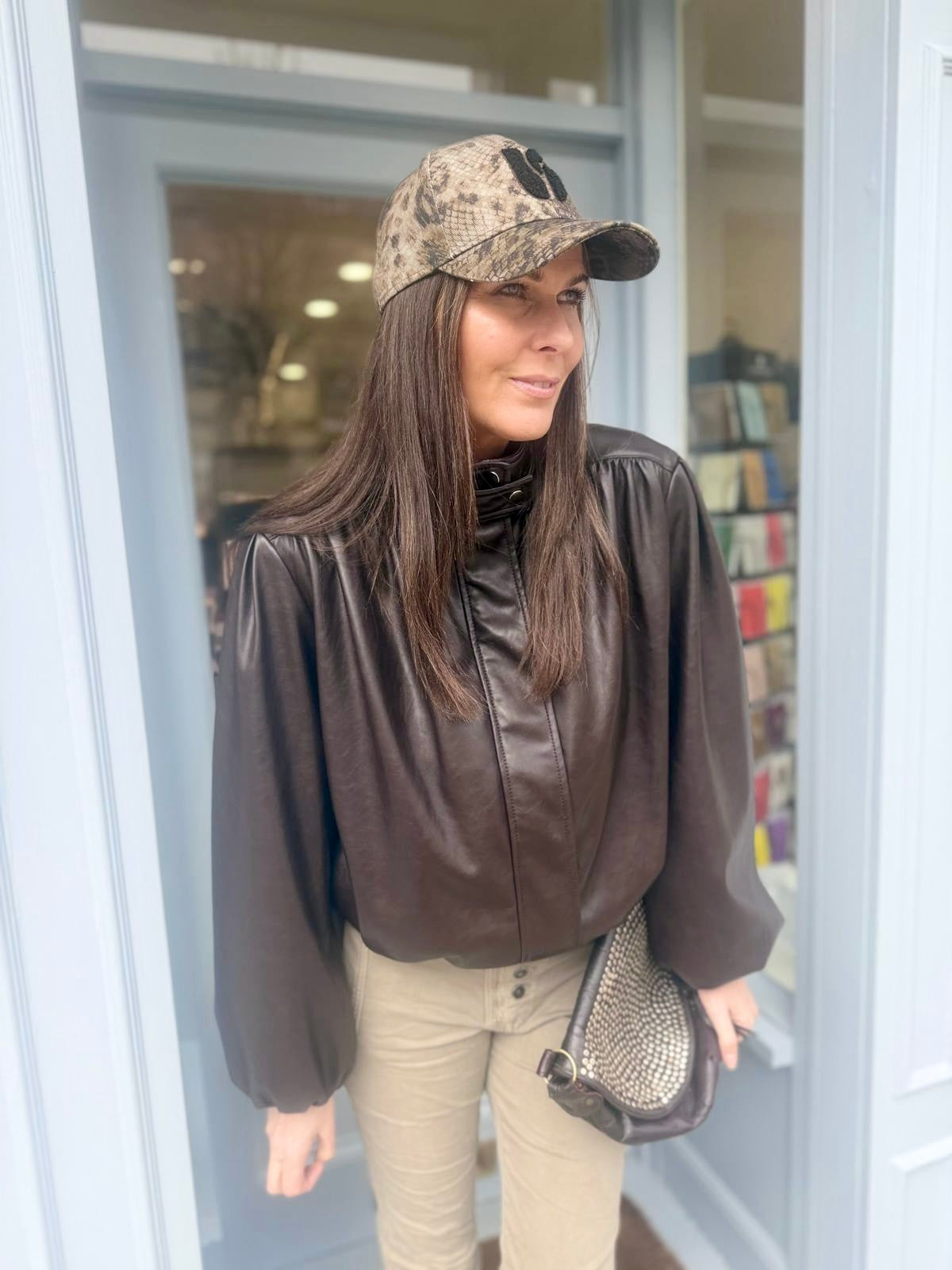 Maz Faux Leather Jacket - Choc