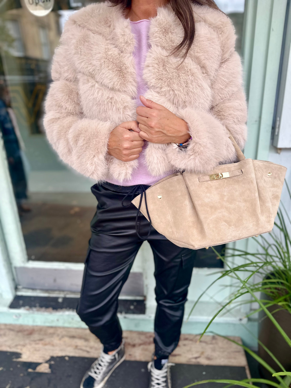 Anastasia Faux Fur Coat - Cream