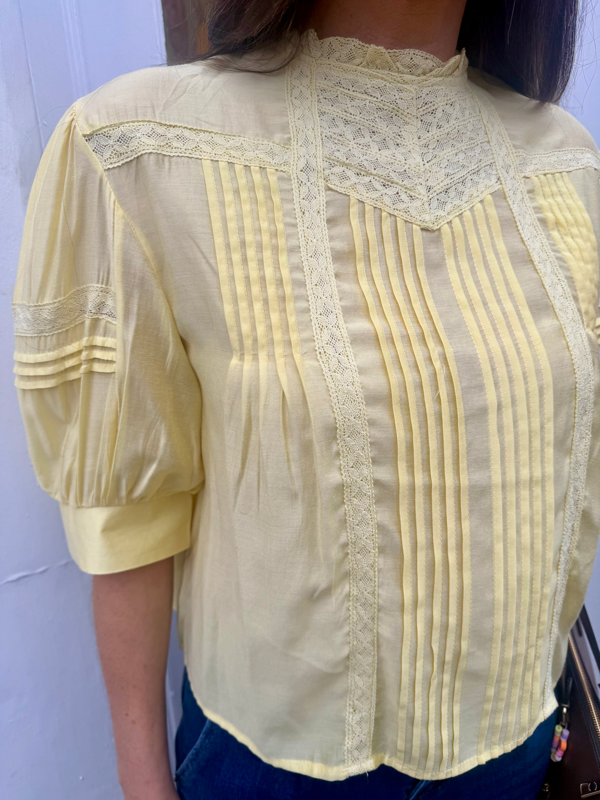 Cathy Embroidered Blouse - Lemon