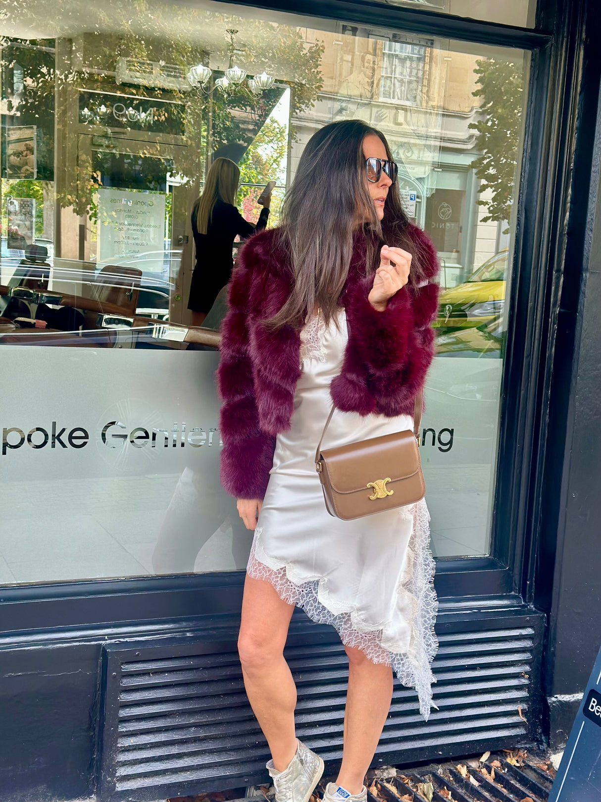 Anastasia Faux Fur Coat - Cherry