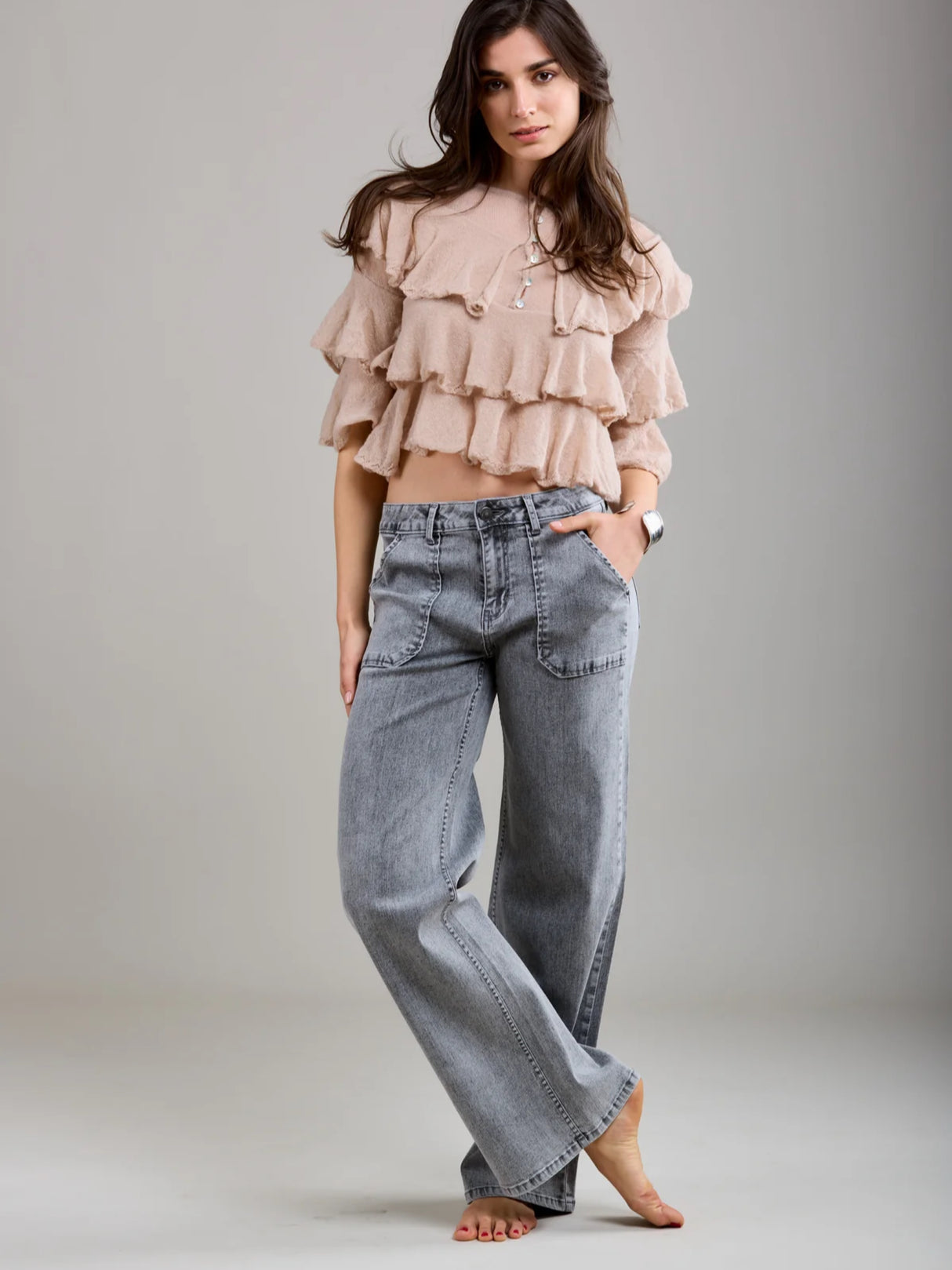 Crush Wide Leg Jean - Grey