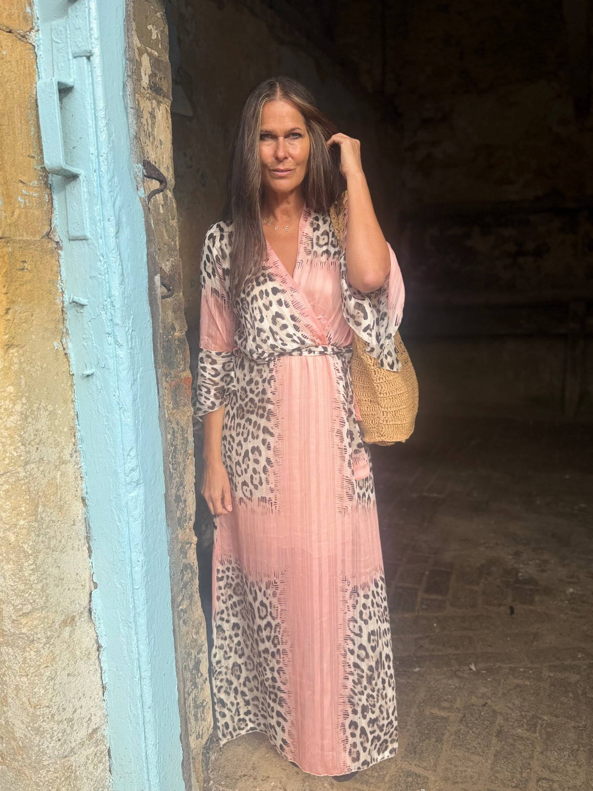 Grace Animal Print Maxi Dress - Pink