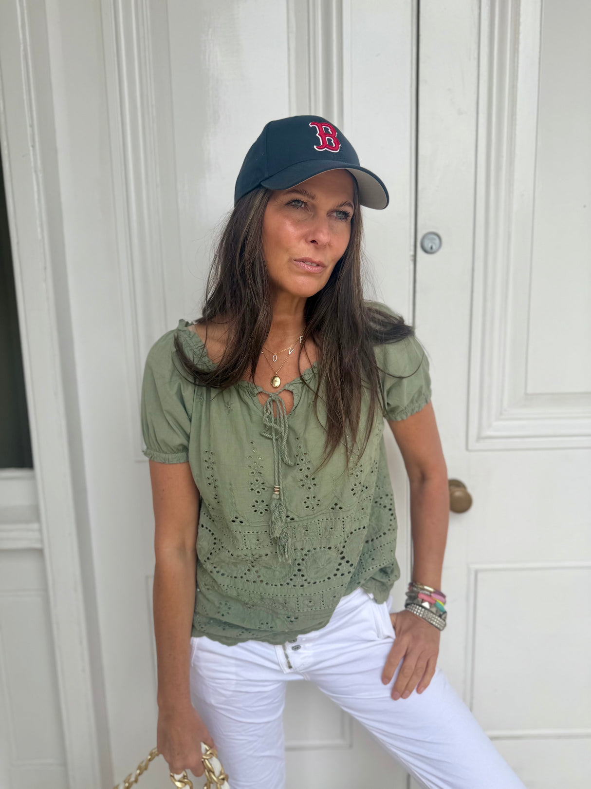 Florence Broiderie Anglaise Top - Khaki