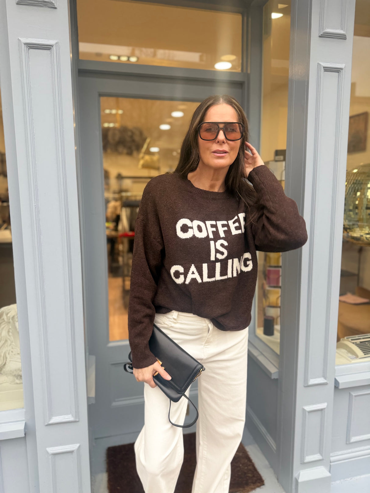 Coffee Crew Neck Knit - Chocolate