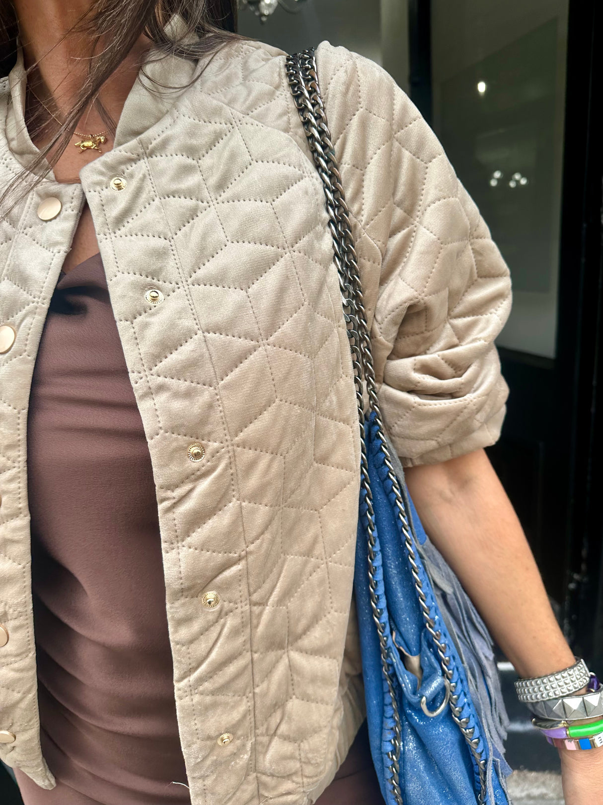 Cherry Padded Jacket - Beige