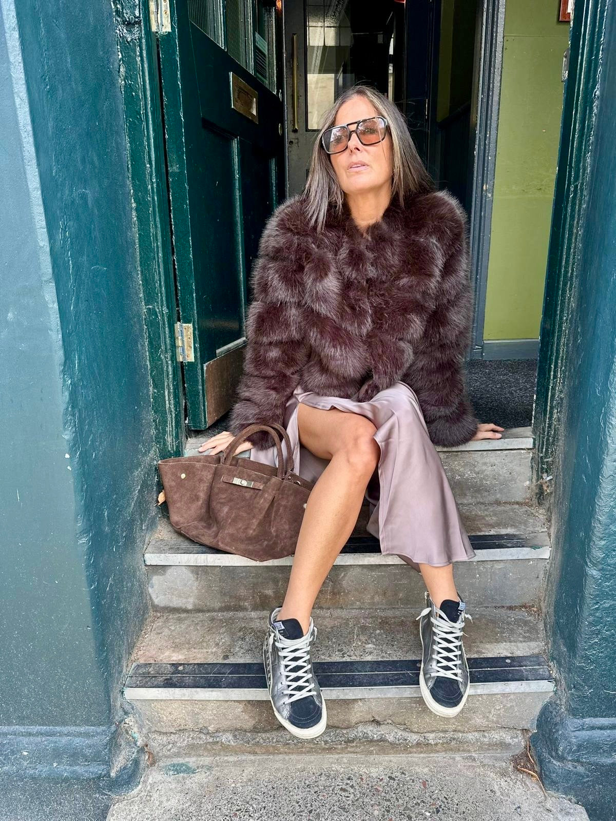 Anastasia Faux Fur Coat - Chocolate