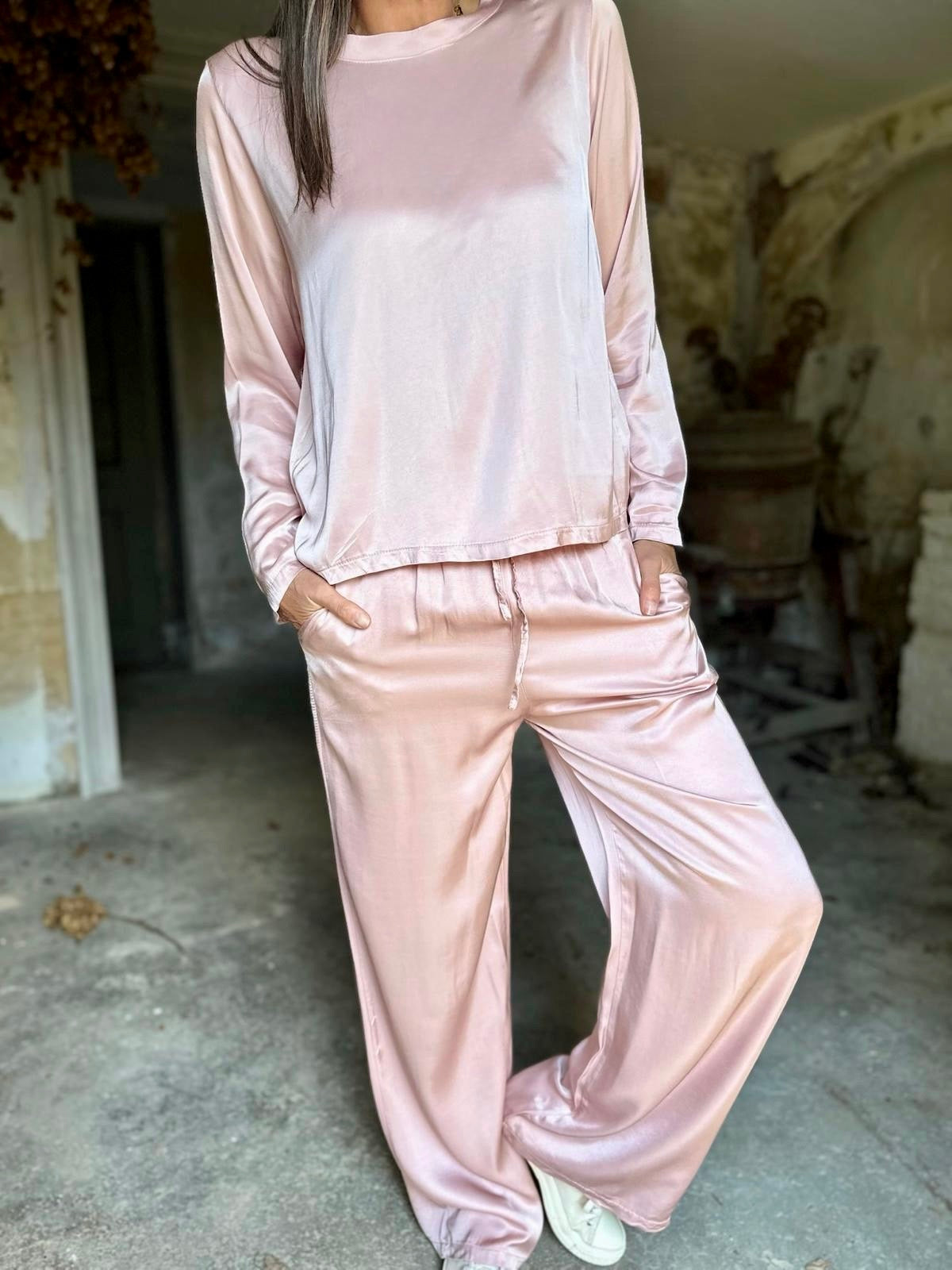 Isobel Tie-Waist Pant Powder Pink