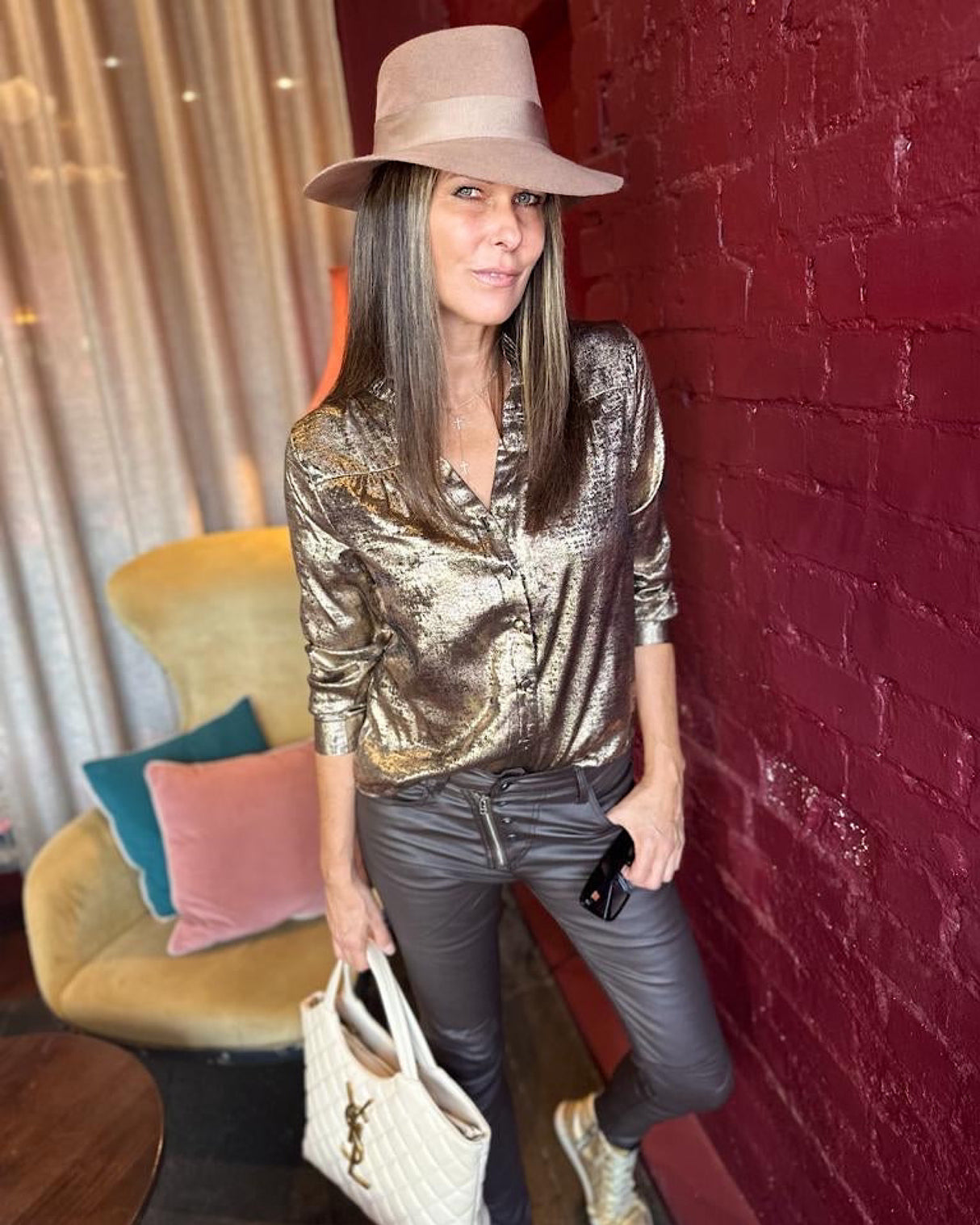 Jean Lux Leather Look Chocolate