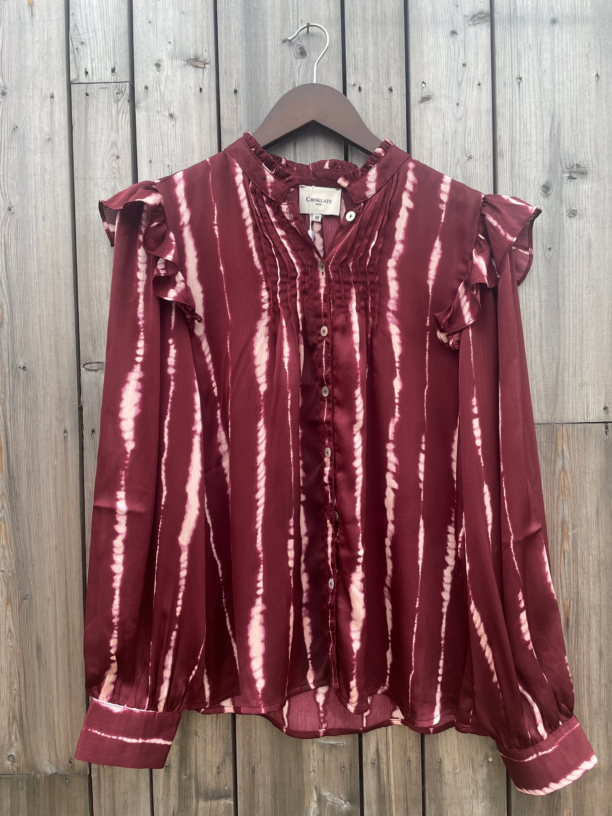 Ashleigh Tie Dye Printed Blouse - Claret