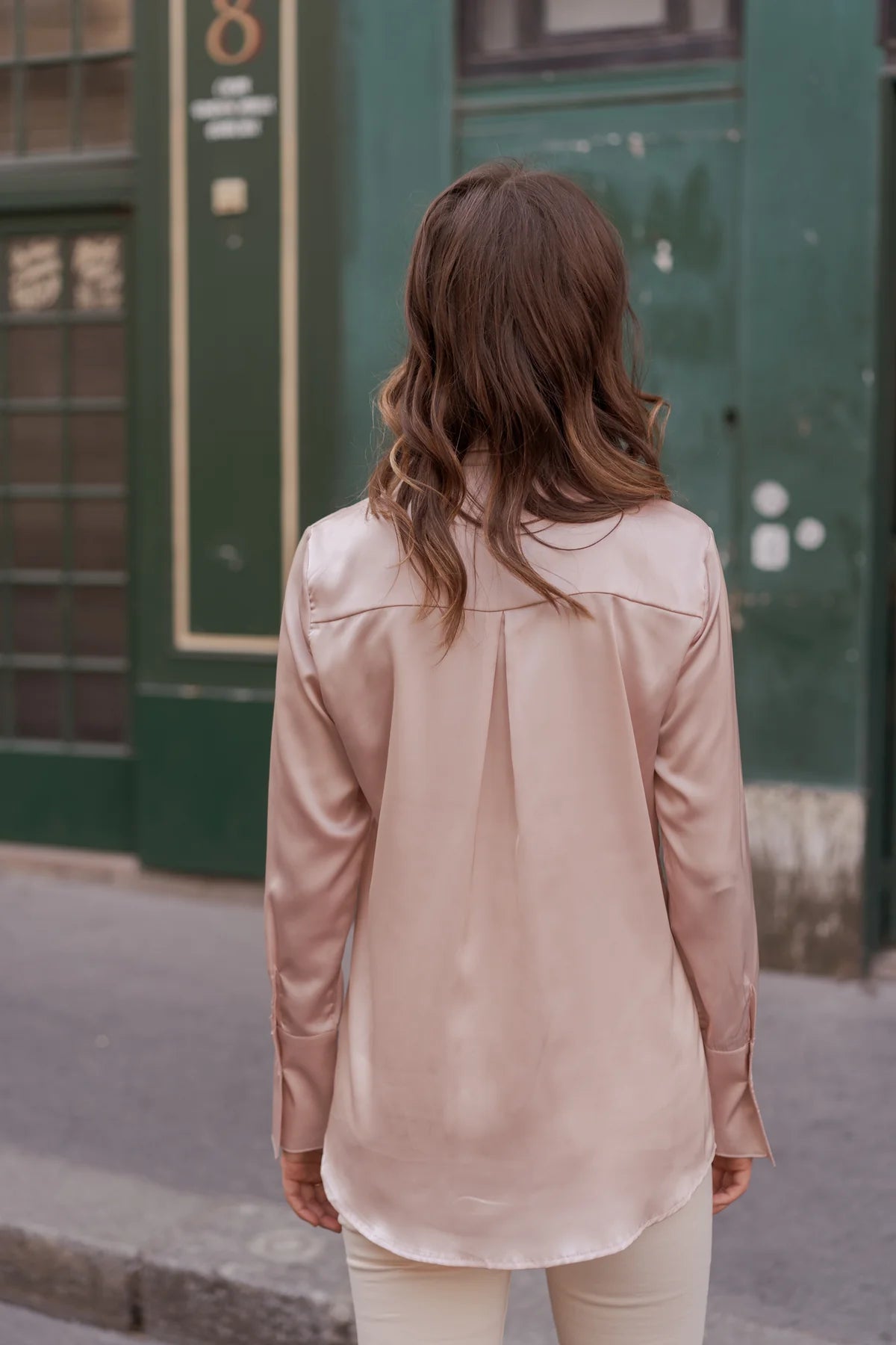 Camille Satin Shirt Blush