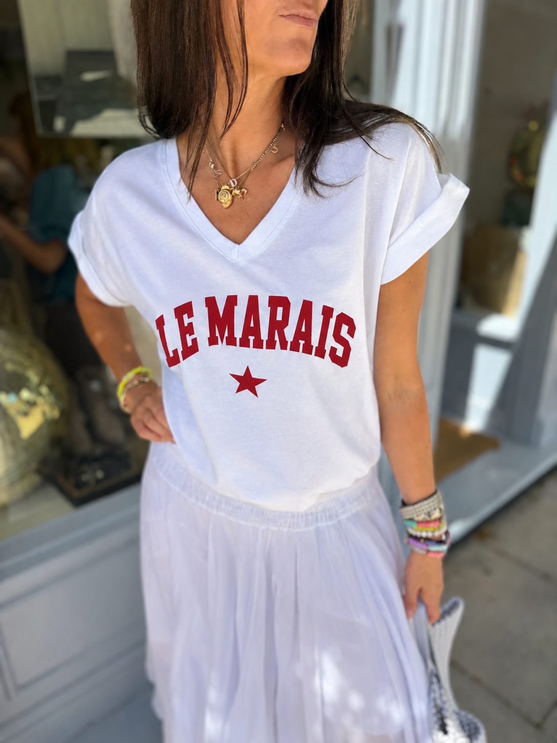 Le Marais Logo Tee - White/Red