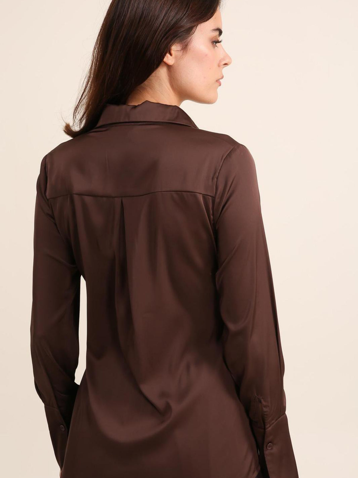 Camille Satin Shirt Chocolate