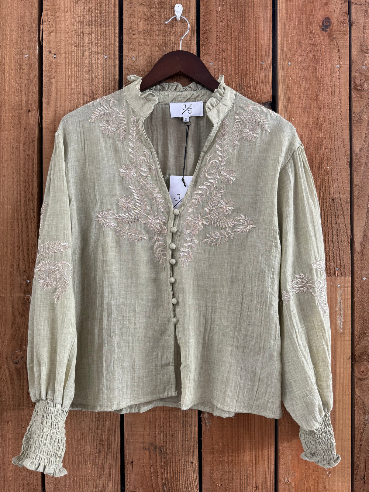 Neomie Embroidered Blouse Green