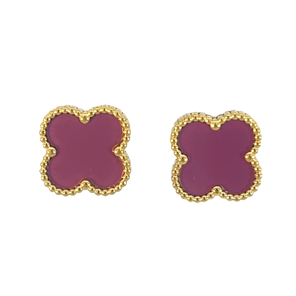Four Leaf Earring - Plum
