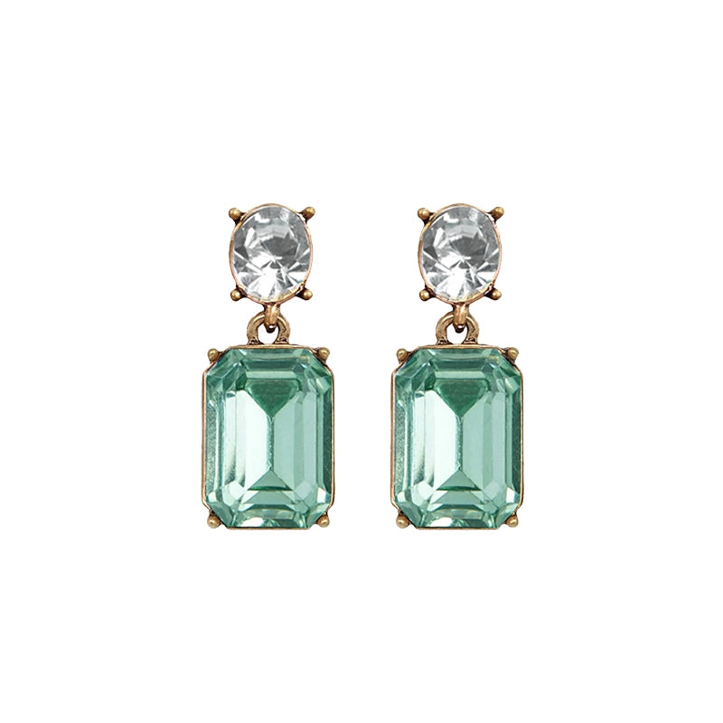 Twin Gem Earring - Green/Clear