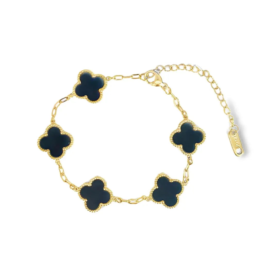 Four Leaf Bracelet - Black/Gold
