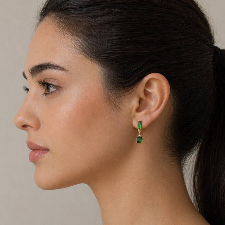 Emerald Cube Earrings