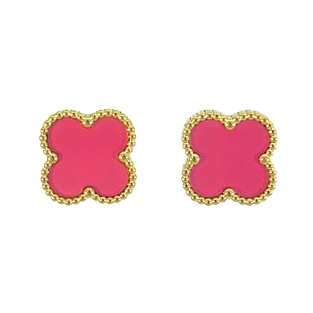 Four Leaf Earring - Hot Pink
