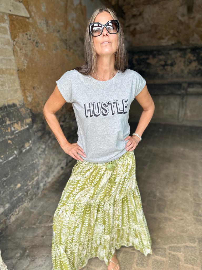 Hustle Tee Cinza/Preto Glitter