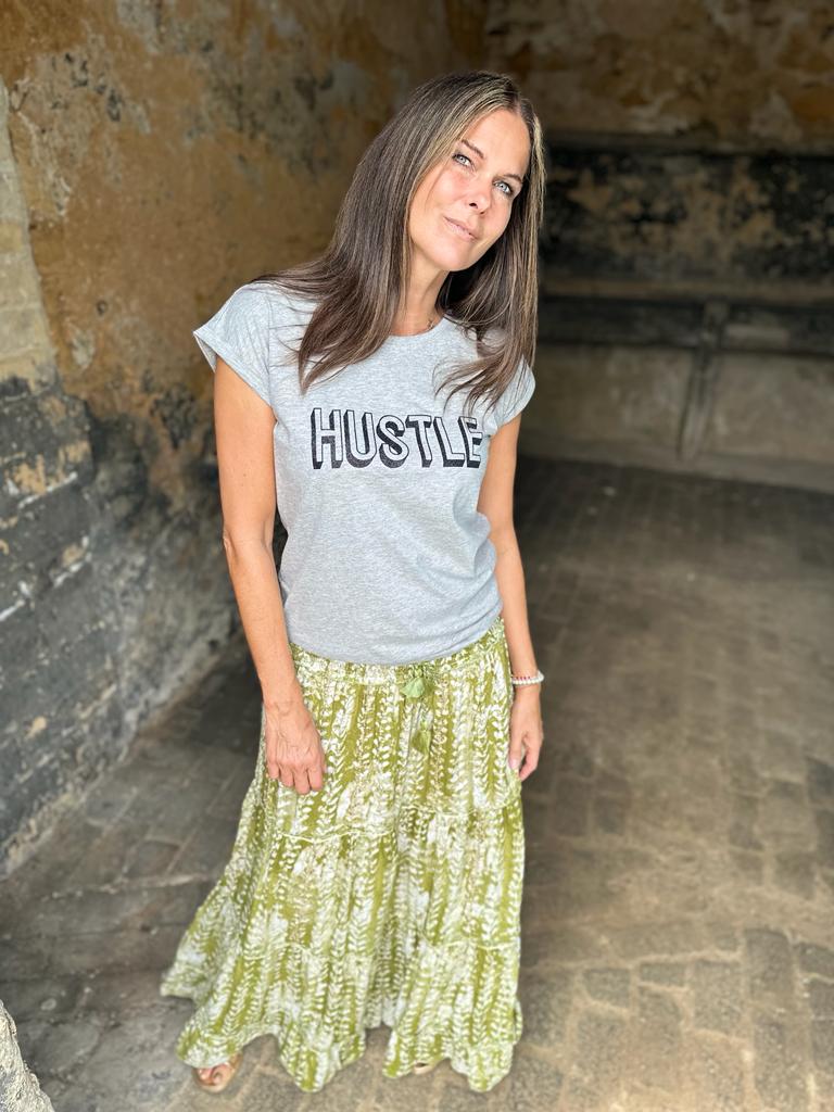Hustle Tee Cinza/Preto Glitter