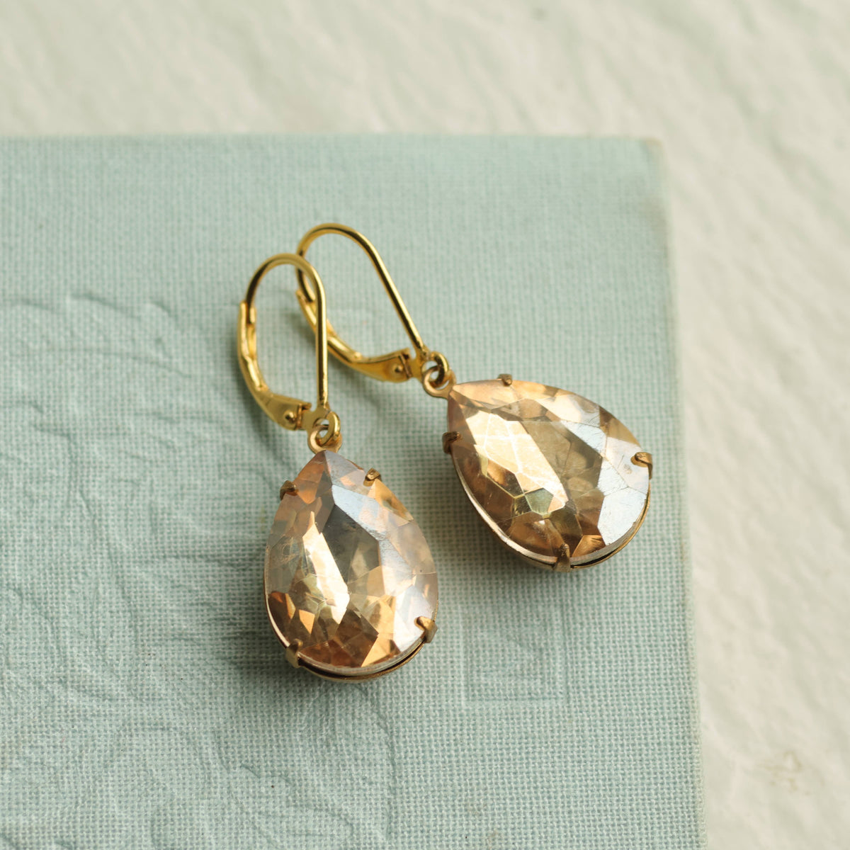Vintage Champagne Teardrop Earrings
