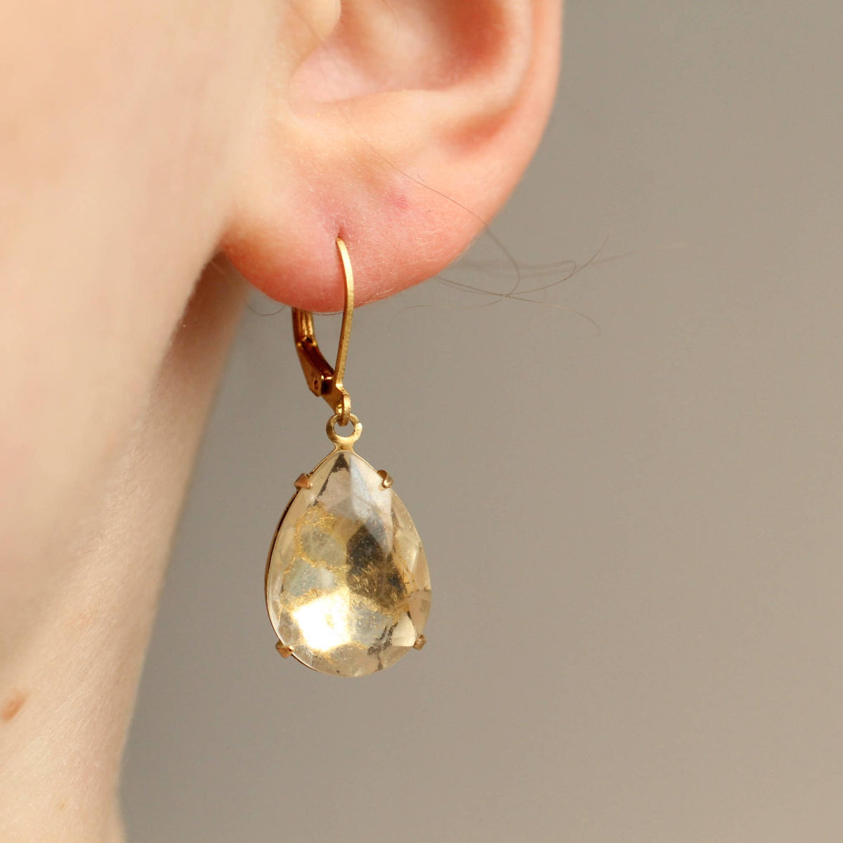 Vintage Champagne Teardrop Earrings