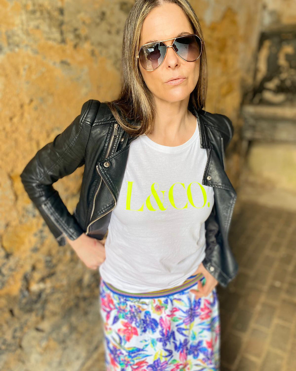 Camiseta LCo blanca/neón