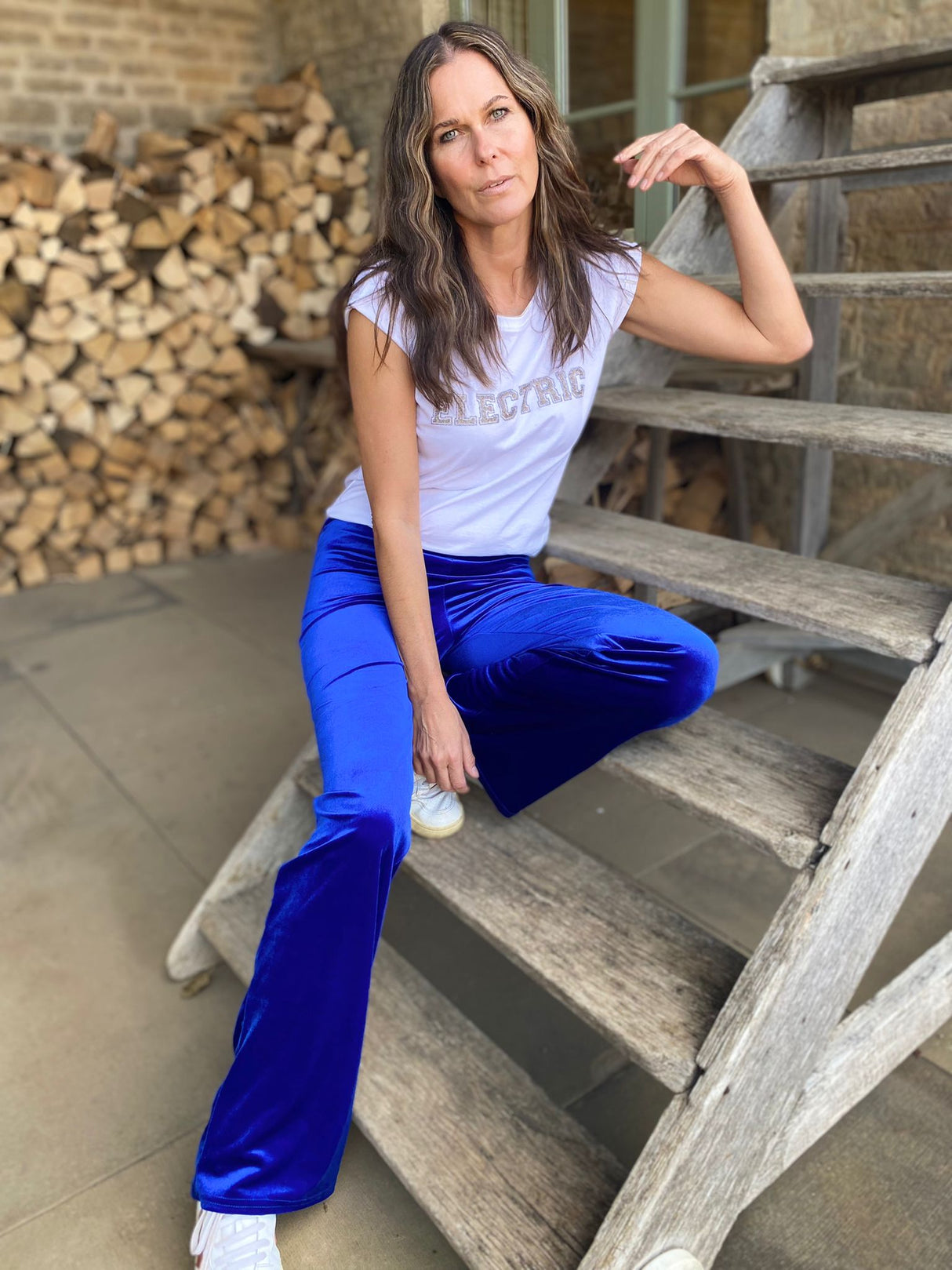 Pantalón de terciopelo Jessica azul real