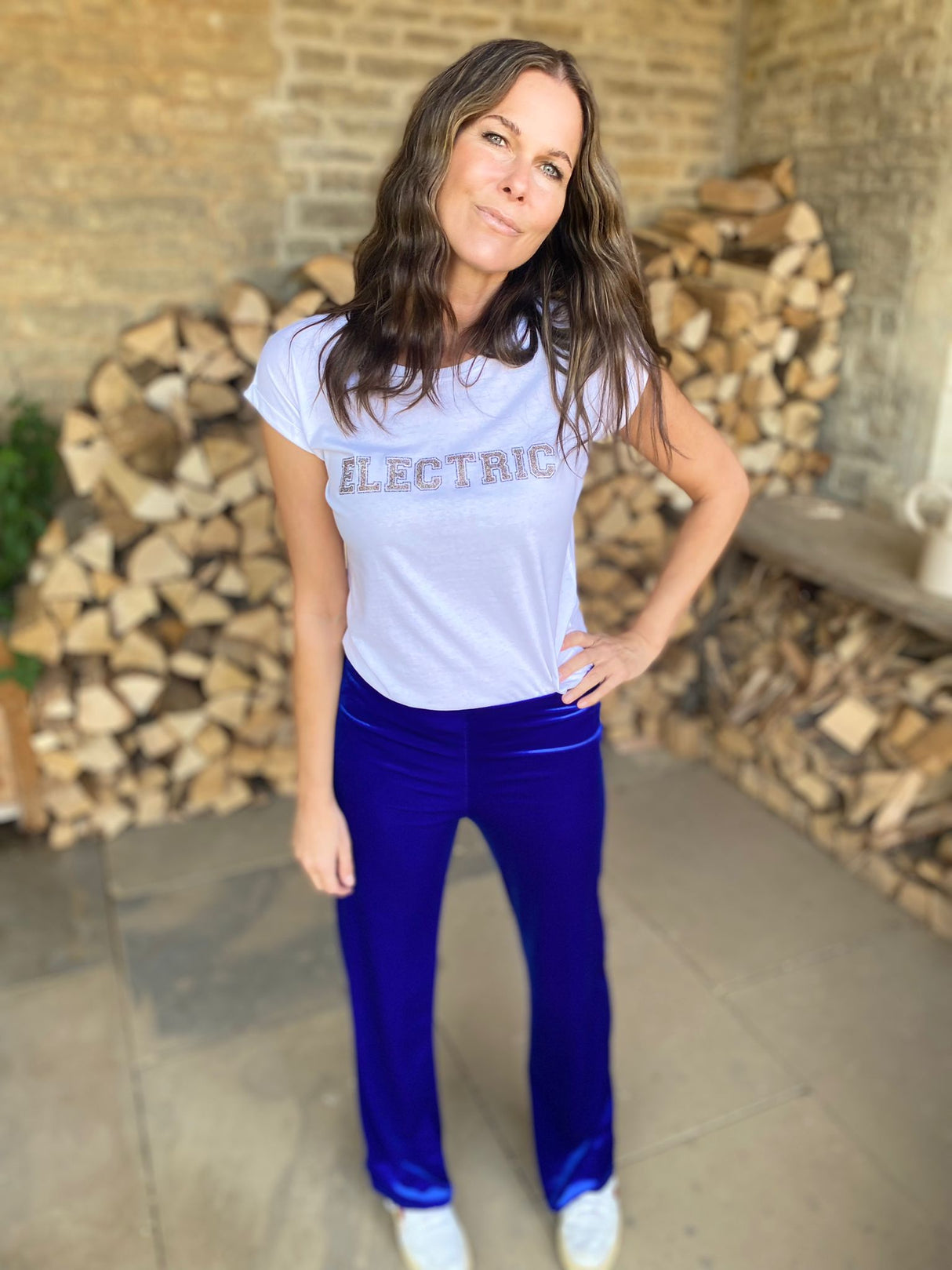 Pantalón de terciopelo Jessica azul real