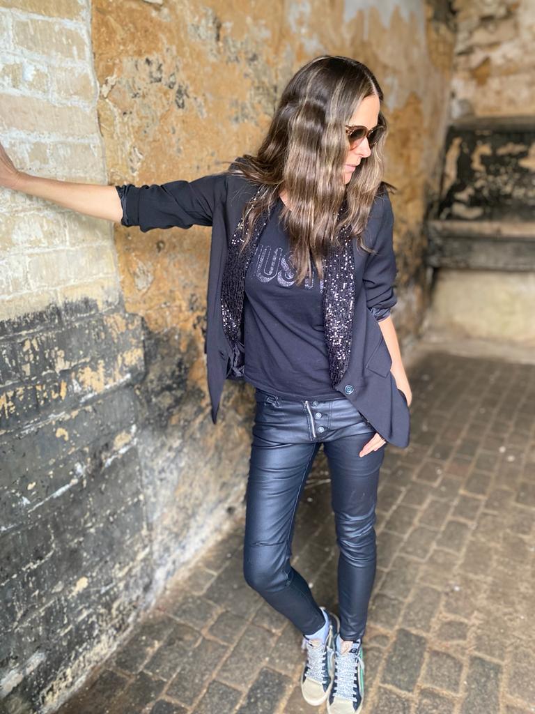 Jean Lux Leather Look Black